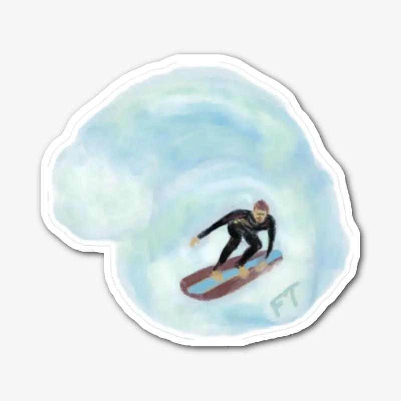 Surfer in the Barrel - Pastel